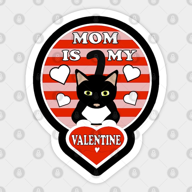 Mom Is My Valentine Cat Kitten Hearts Sticker by DesignFunk